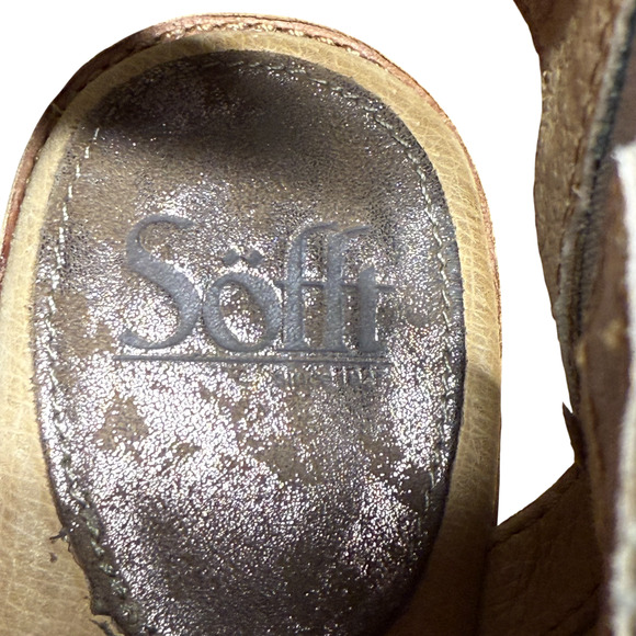 SOFFT McKenna Women's 9M Peep Toe Heeled Sandals Smoked Suede Metallic Shoes - Picture 15 of 16